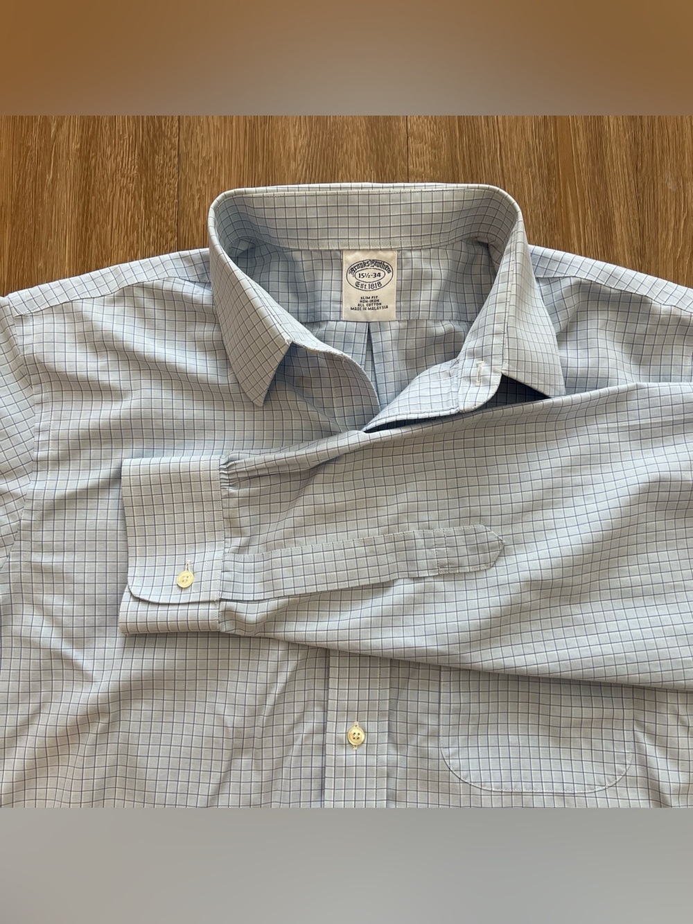 Brooks Brothers Light Blue Checked Dress Shirt